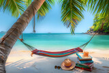 Fototapeta Morze - a serene tropical beach scene with crystal-clear turquoise waters