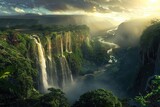 Stunning Morning View of Angel Falls - A Beautiful Waterfall Landscape