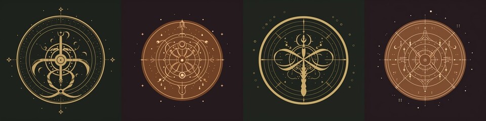 Wall Mural - set of minimalist representation of the ophiuchus zodiac symbol, emphasizing simplicity and clean de