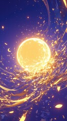 Wall Mural - Two planets in space, A dark fantasy scene with a purple background and a cosmic atmosphere. Colorful.