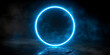 A glowing blue circle on a black background,abstract and futuristic design, technology, science fiction, 
