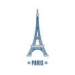 Simplistic blue line art of Eiffel Tower