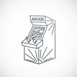Retro Arcade Machine icon in line style. Arcade machine from 90s.