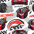 Speed racing seamless pattern colorful