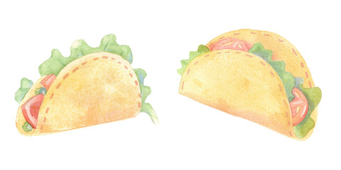 traditional taco watercolor vector illustration