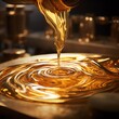 Closeup of liquid gold being poured into a mold, dynamic and mesmerizing process of metalwork