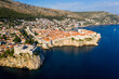 Dubrovnik, Croatia: Aerial of the famous Dubrovnik medieval old town and the Fort Lovrijenac  with its fortified walls by the Adriatic sea in Croatia on a sunny summer