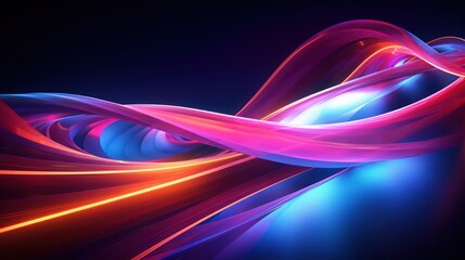 Wall Mural - A Mesmerizing 3D Abstract colourful black background line curve wave spiral