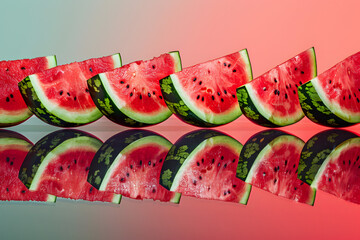 Canvas Print - Whole and sliced watermelons