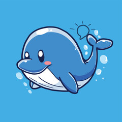 Wall Mural - Cute whale cartoon animal flat vector design