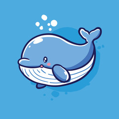 Wall Mural - Cute whale cartoon animal flat vector design