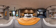 360 degrees of luxury hotel room, 3d rendering.