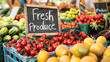 Fresh produce market overflowing with colorful fruits and vegetables