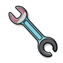 Cartoon wrench repair tool icon design flat vector illustration