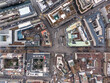 Zurich, Switzerland: Aerial top down view  Zurich business and financial district centered around the Paradeplatz square and the old town in Switzerland largest city.