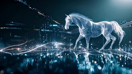 digital horse. Artificial intelligence concept. virtual reality
