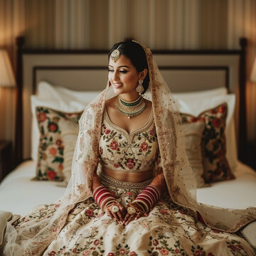 Gorgeous vintage style Indian bride sitting
