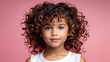Trendy Perm Hairstyle for Young Girls, Pastel Beauty Hairdo, Adorable Little Girl's Stylish Look, Charming Perm Beauty in Background