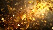 Abstract geometric background. Explosion Power Design with crushing surface, 3D triangles and golden light