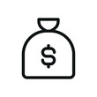 Money bag isolated icon, bag of money dollars vector symbol with editable stroke