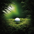 Golf ball about to drop into a hole on a lush green course, moment of suspense, perfect for a sports theme