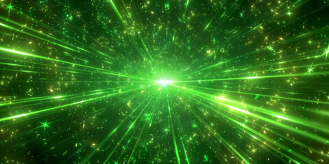 Wall Mural - Green  light burst speed montion background, green Explode particles freeze  splash, gsuitable for futuristic, technology, or energy concept designs, banner, copy space, 