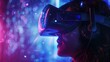 An immersive virtual reality headset, transporting users to distant worlds and simulated environments with stunning visual fidelity and realistic sensory feedback.