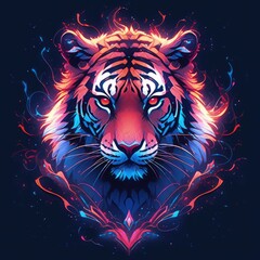 Wall Mural - Illustration of tiger wisdom. Digital art.