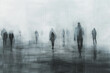 © grey - An abstract composition featuring solitary figures silhouetted against a vast expanse of empty space, with muted tones of gray and black conveying feelings of loneliness and solitude.
