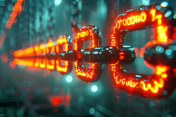 Leinwandbilder - A scene showing an animated transaction on the blockchain, visualizing the encryption and movement o
