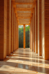 Aufkleber - A photograph-style illustration of an open space with a sparse arrangement of thin, rectangular colu