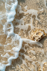 Aufkleber - A beach where the sand patterns itself into live Voronoi diagrams, shifting with the movements of th