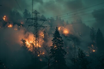 The likelihood of forest fires due to the dangerous proximity of power line wires to branches and tree tops in forests and plantings.