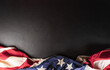 Happy Memorial day concept made from american flag on dark wooden background