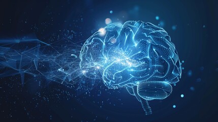 Aufkleber - An abstract image of an electronic digital brain with lighting effects; a graphic of health care technology;