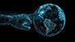 © Zaleman - An abstract concept of global networks or communication technology, shown in the form of a futuristic hand pointing at a wireframe globe