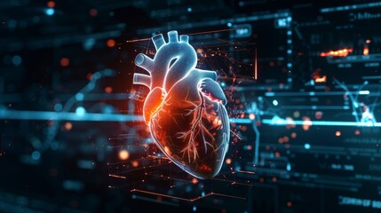 Aufkleber - Concept of cardiology technology, holographic representation of realistic heart in health care