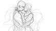 © pkproject - Continuous Line Art Intertwined Figures in Intimate Embrace