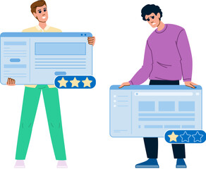 Wall Mural - ranking page authority vector. domain backlinks, content, link website ranking page authority character. people flat cartoon illustration