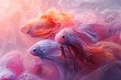 Ethereal siamese fighting fish dance in colored mists