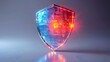 3D Cyber Security Shield protecting businesses from cyber threats on white background. Concept Cyber Security, Shield Protection, 3D Technology, Business Protection, Cyber Threats