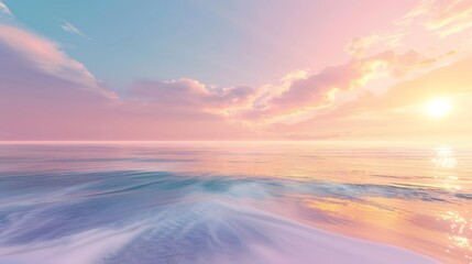 Wall Mural - Serene Ocean Sunset with Pastel Skies and Gentle Waves
