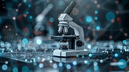 Leinwandbilder - Realistic microscope graphic with scientific symbols