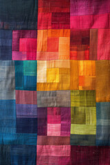 Wall Mural - An image depicting a textile design featuring a grid of colorful squares that subtly shift in hue to