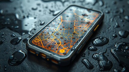 Leinwandbilder - Gps technology on a mobile phone, realistic cellphone with GPS map displayed