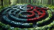 Maze combined with yin yang symbol, a symbol of balance