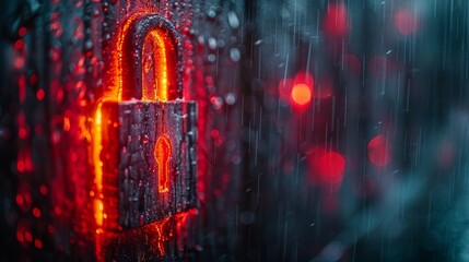 Leinwandbilder - A padlock and binary code are combined to form the concept of cyber security