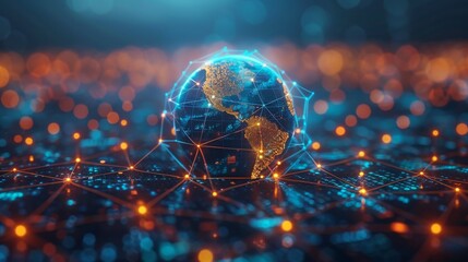 Aufkleber - An illustration of satellite communication technology is depicted on a globe with dots