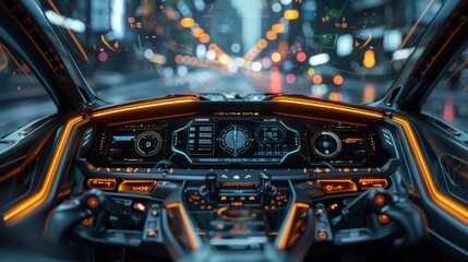 Fototapete - An interface with AI for the cockpit of a smart car or future transportation concept