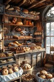 Fototapeta  - charming neighborhood bakery withdelightful morning ambiance